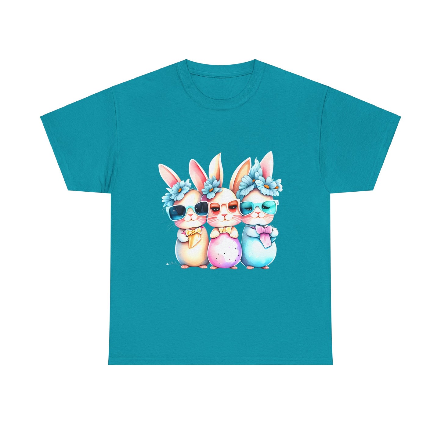 Cute Bunnies With Glasses-Unisex Heavy Cotton Tee