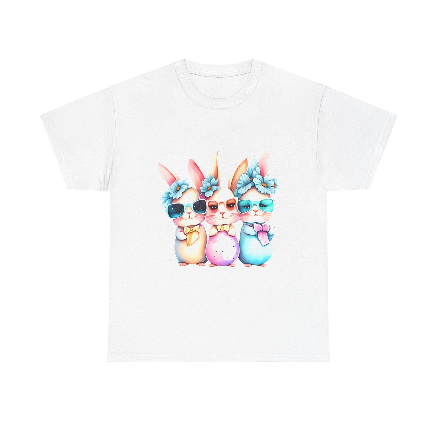 Cute Bunnies With Glasses-Unisex Heavy Cotton Tee