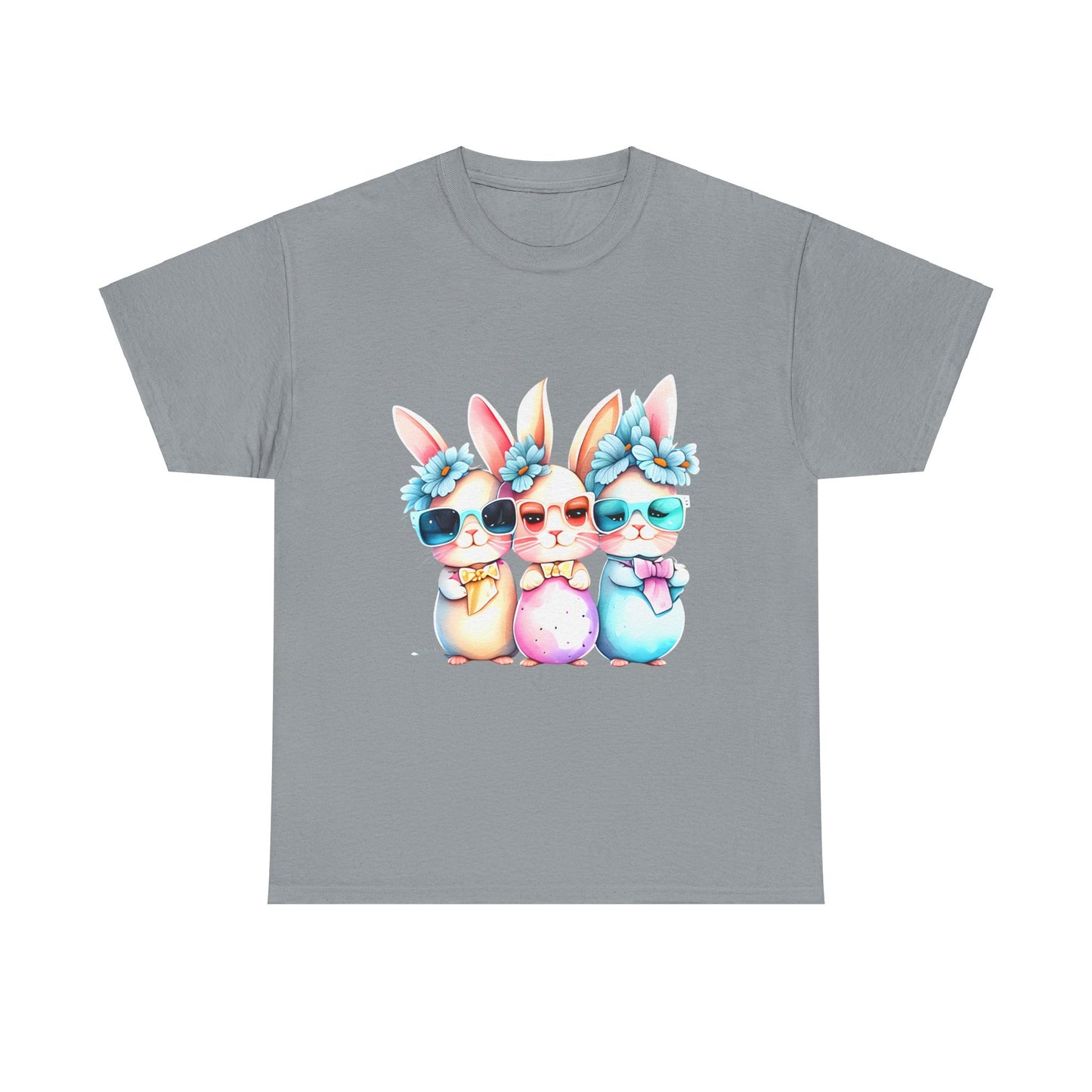 Cute Bunnies With Glasses-Unisex Heavy Cotton Tee