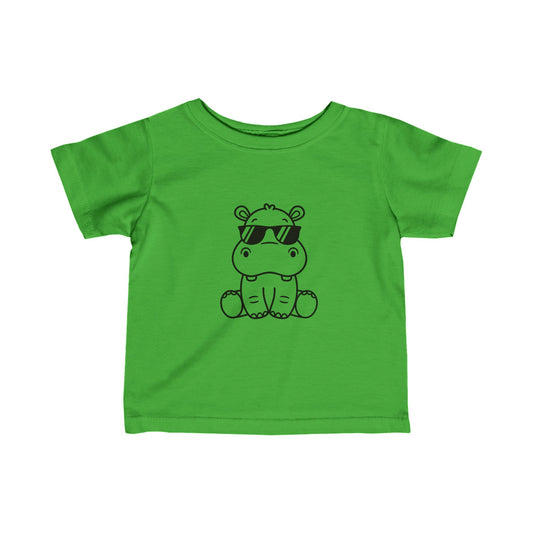 Hippo With Glasses- Infant Fine Jersey Tee (6M-24M)