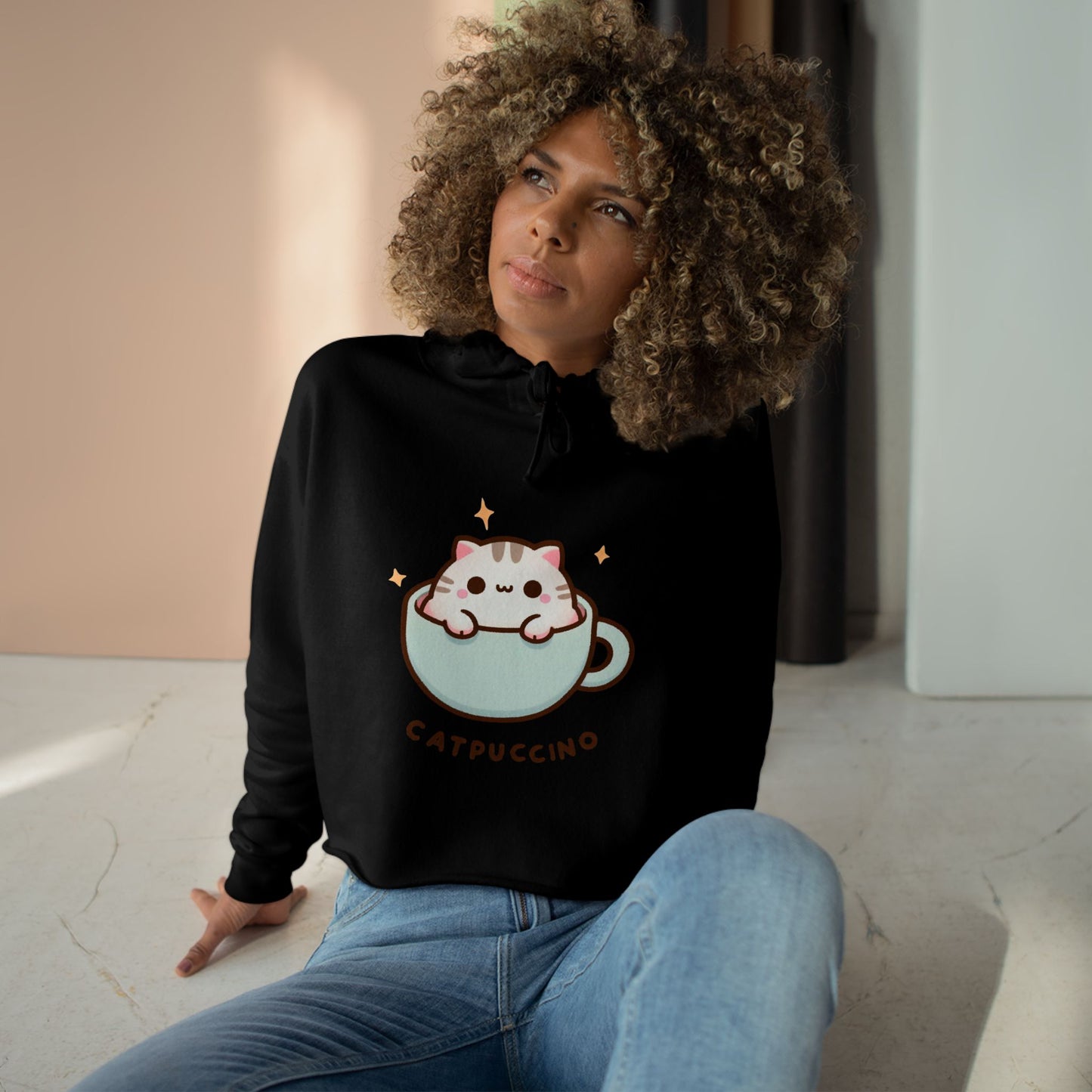 Catpuccino-Crop Hoodie