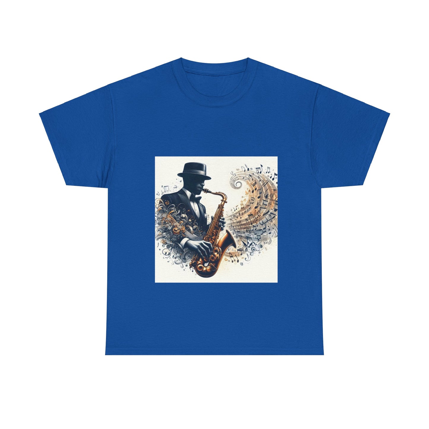 Musical Notes Saxophone-Unisex Heavy Cotton Tee