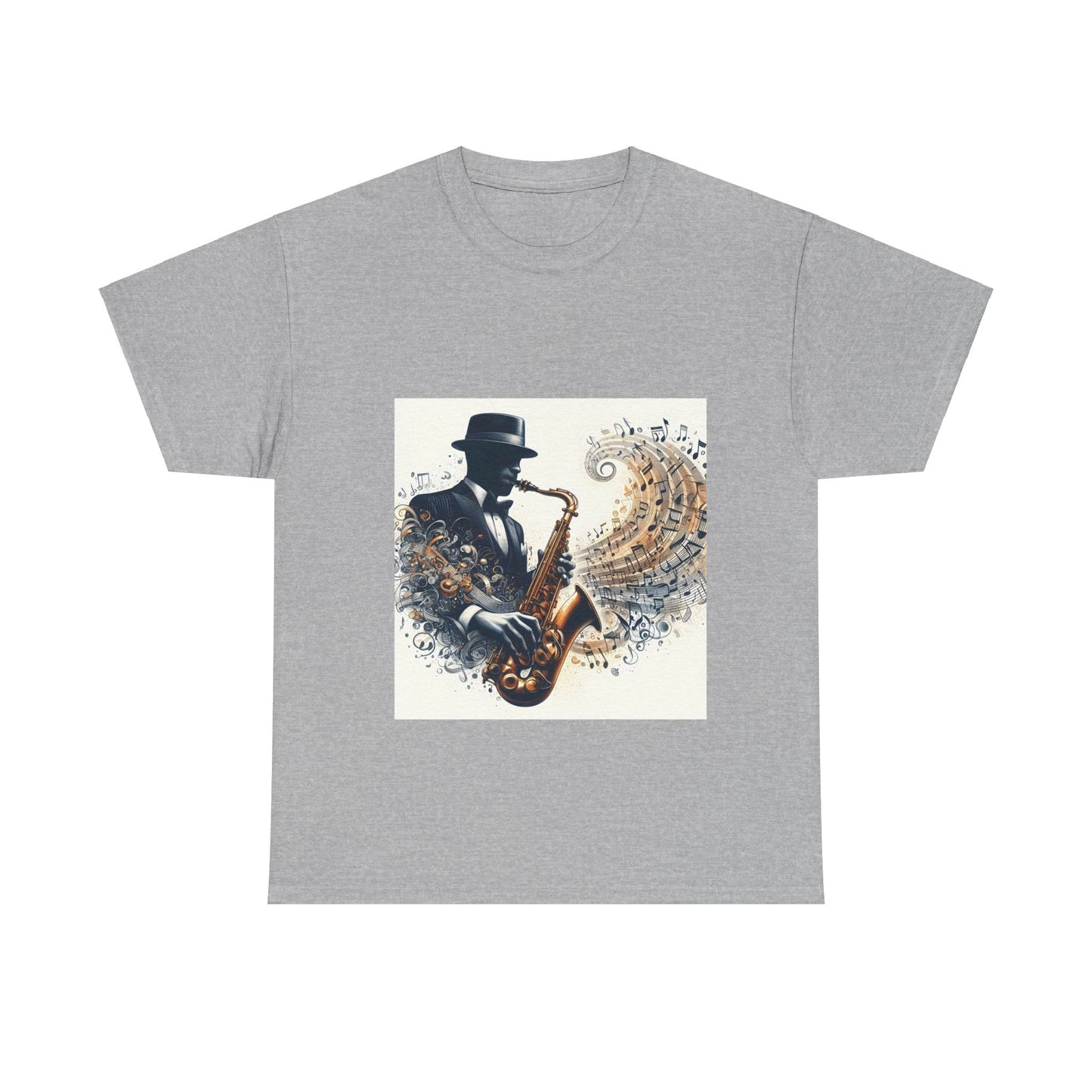 Musical Notes Saxophone-Unisex Heavy Cotton Tee