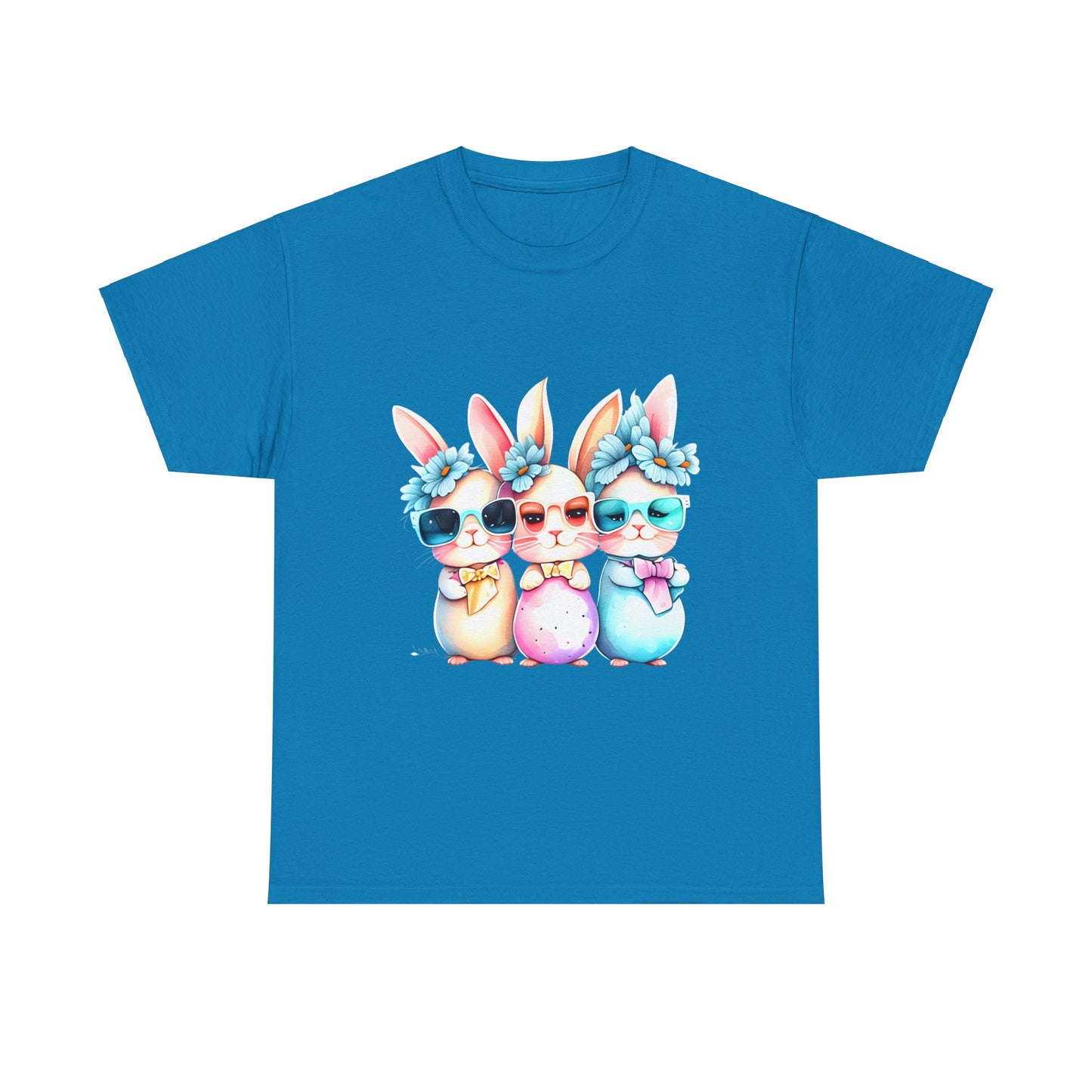 Cute Bunnies With Glasses-Unisex Heavy Cotton Tee