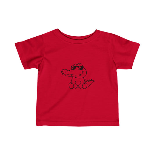 Alligator With Glasses- Infant Fine Jersey Tee (6M-24M)