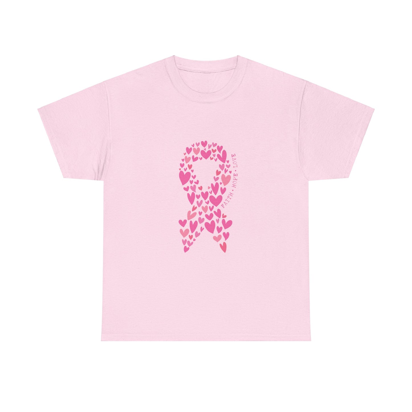 Faith*Hope*Love-Pink Ribbon Unisex Heavy Cotton Tee