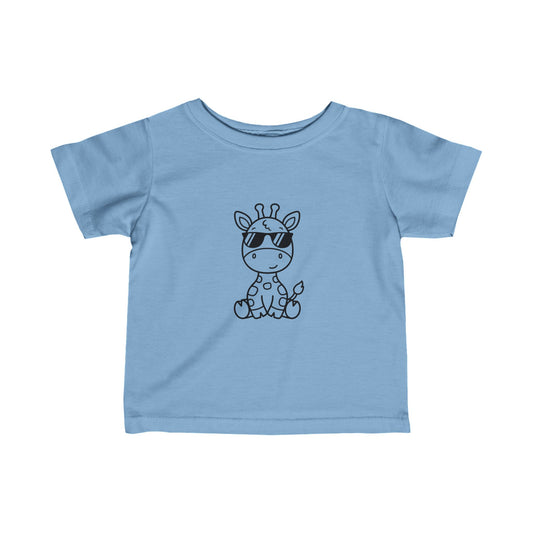 Giraffe With Glasses- Infant Fine Jersey Tee (6M-24M)