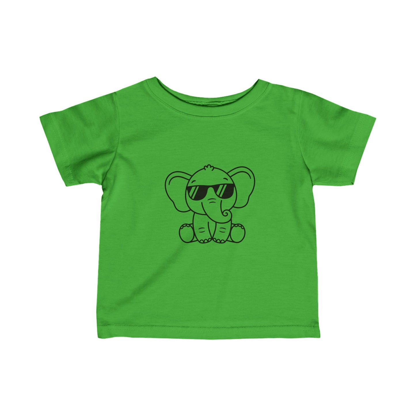 Elephant With Glasses- Infant Fine Jersey Tee (6M-24M)