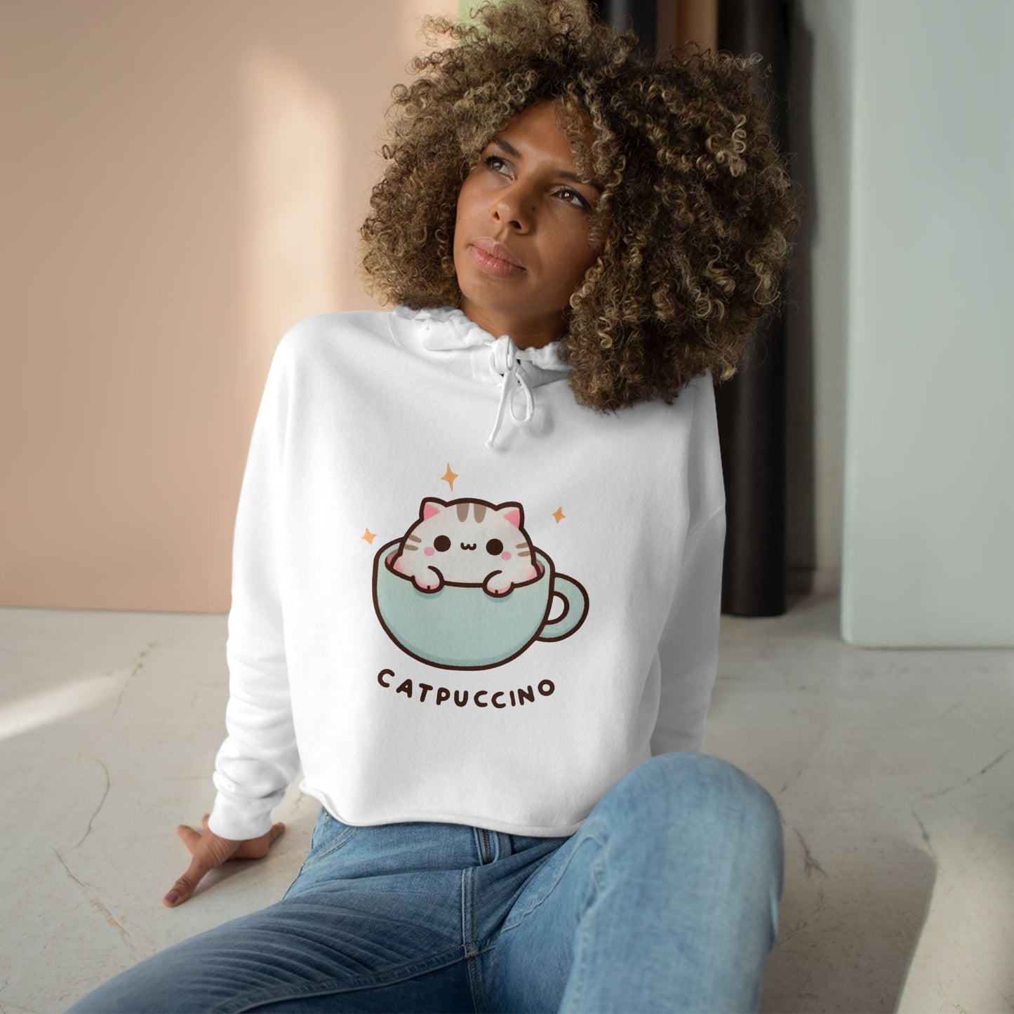 Catpuccino-Crop Hoodie