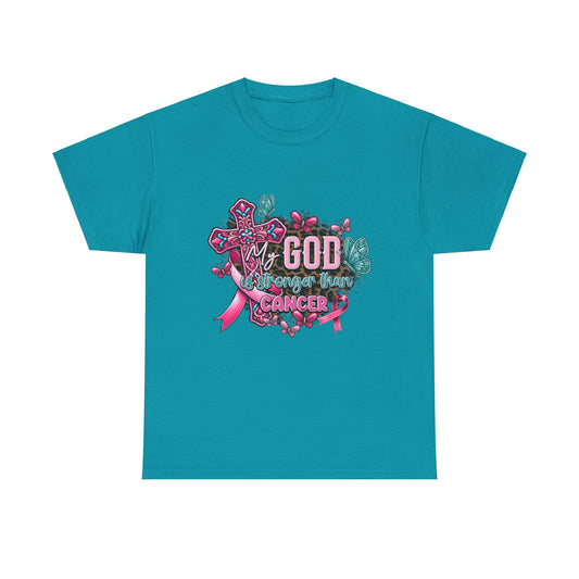 My God Is Stronger Than Cancer-Unisex Heavy Cotton Tee