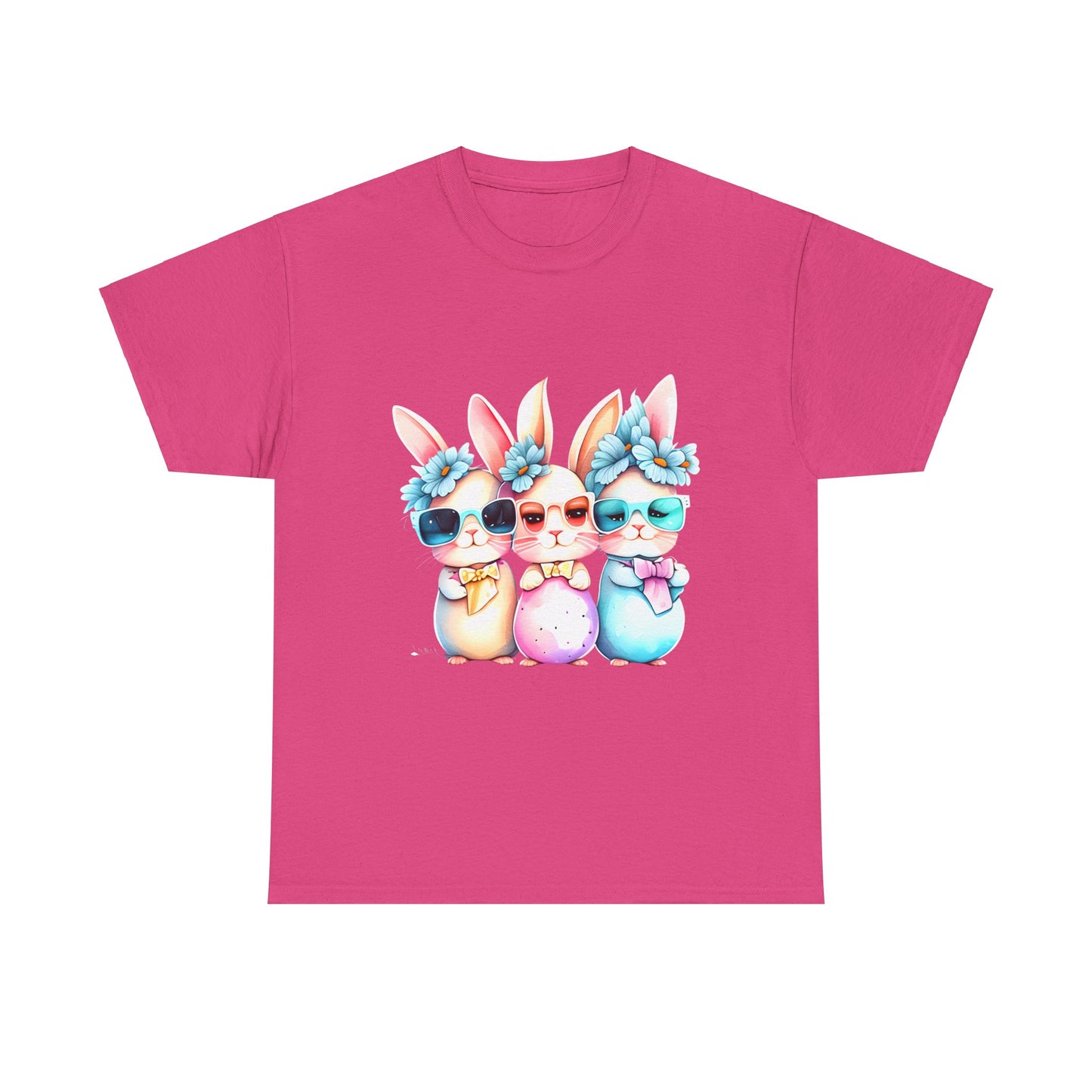 Cute Bunnies With Glasses-Unisex Heavy Cotton Tee