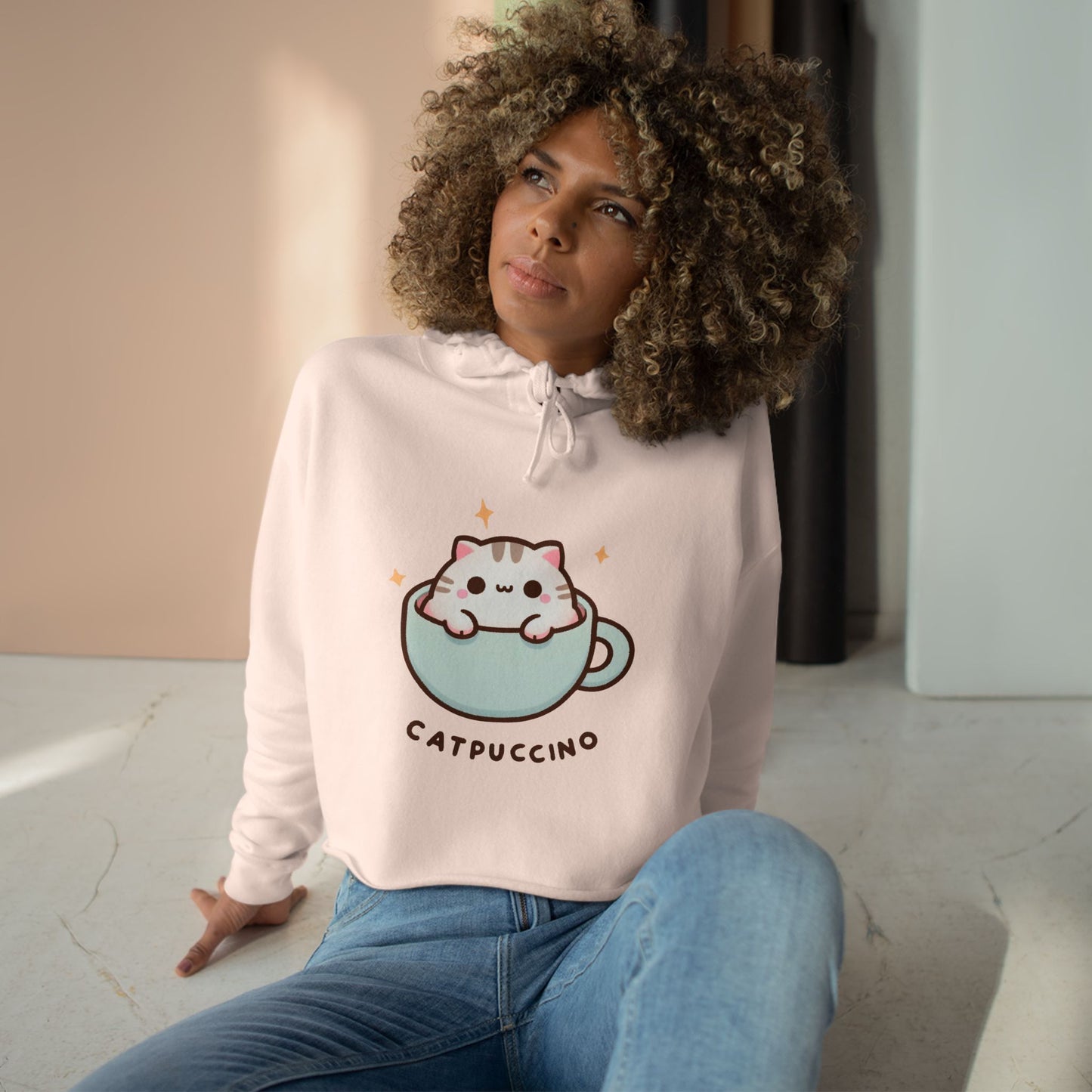 Catpuccino-Crop Hoodie