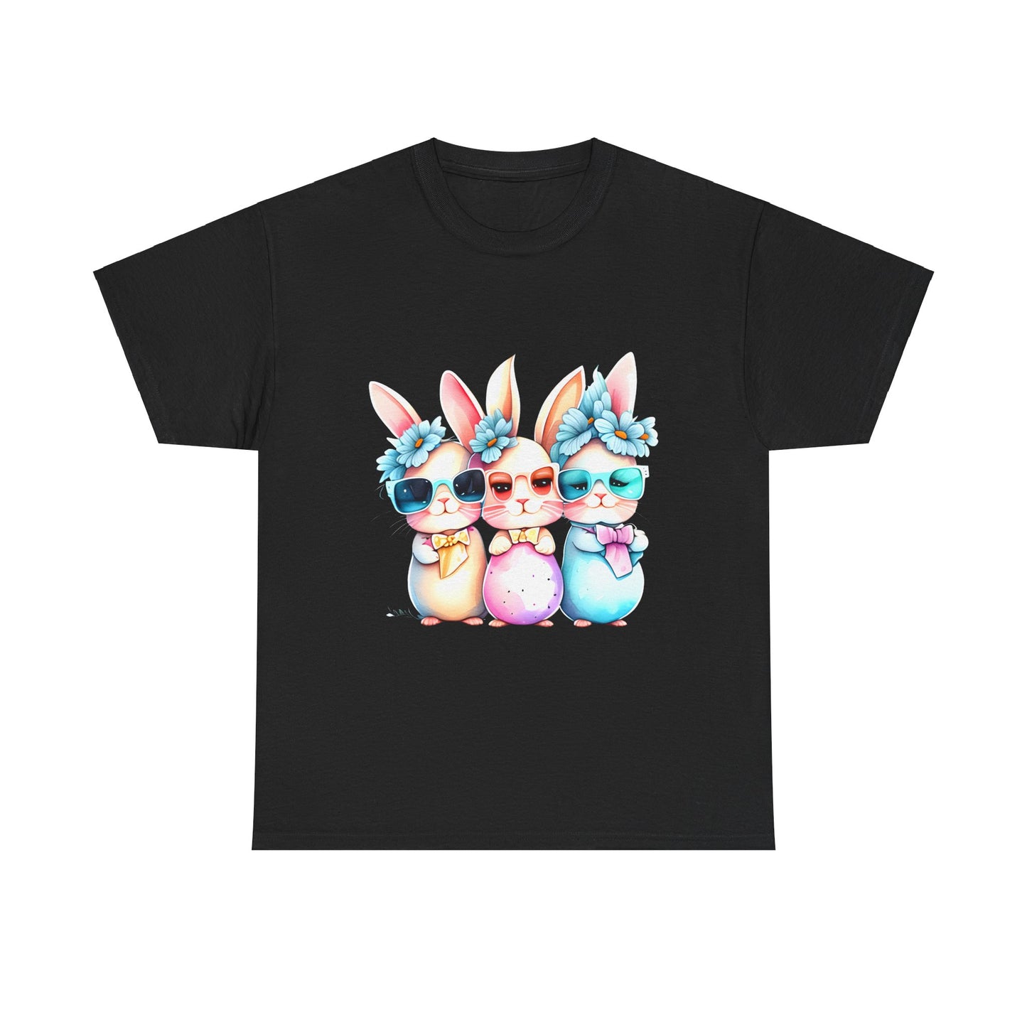 Cute Bunnies With Glasses-Unisex Heavy Cotton Tee