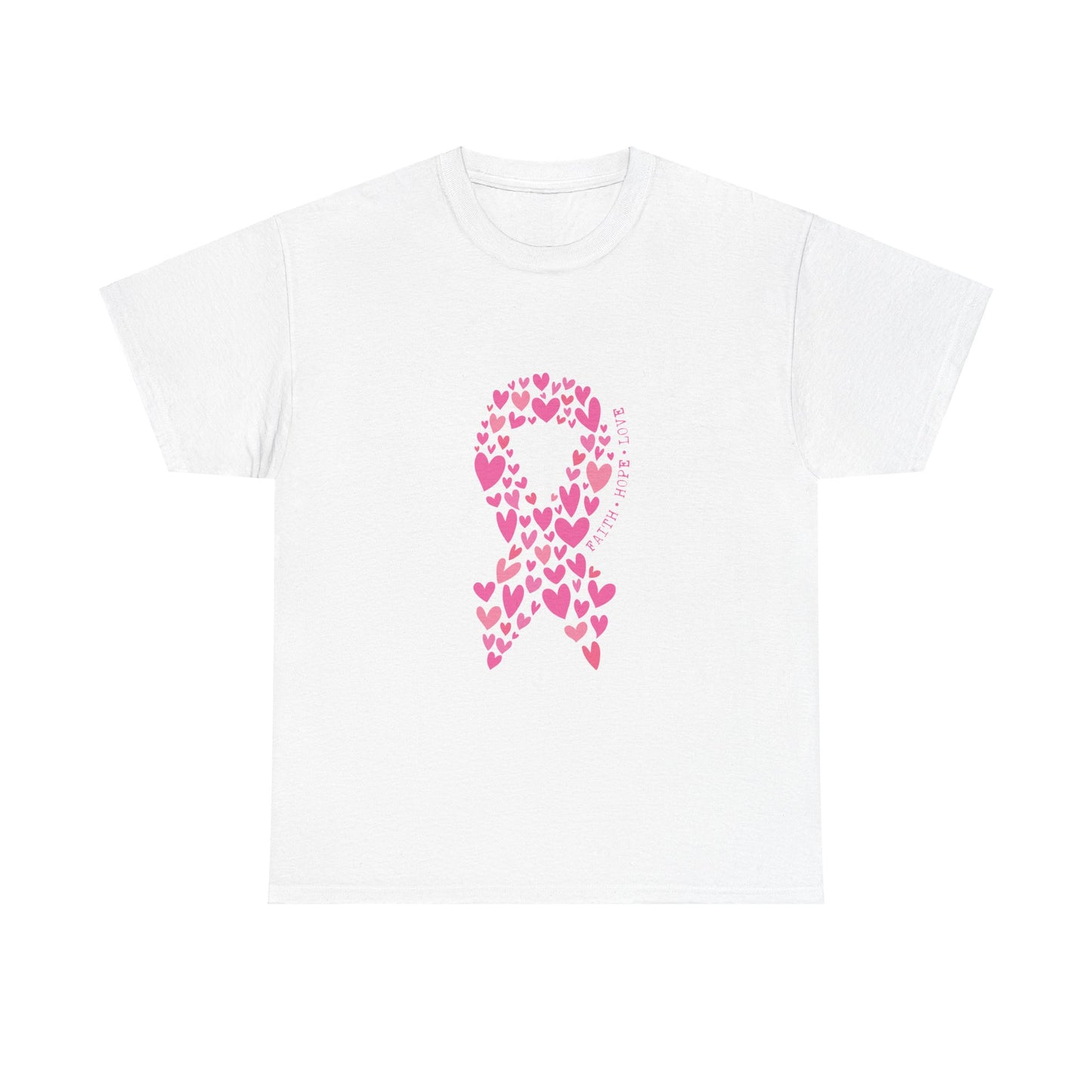 Faith*Hope*Love-Pink Ribbon Unisex Heavy Cotton Tee