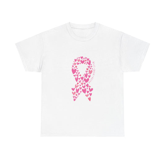 Faith*Hope*Love-Pink Ribbon Unisex Heavy Cotton Tee