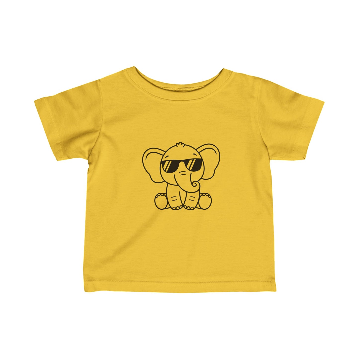 Elephant With Glasses- Infant Fine Jersey Tee (6M-24M)