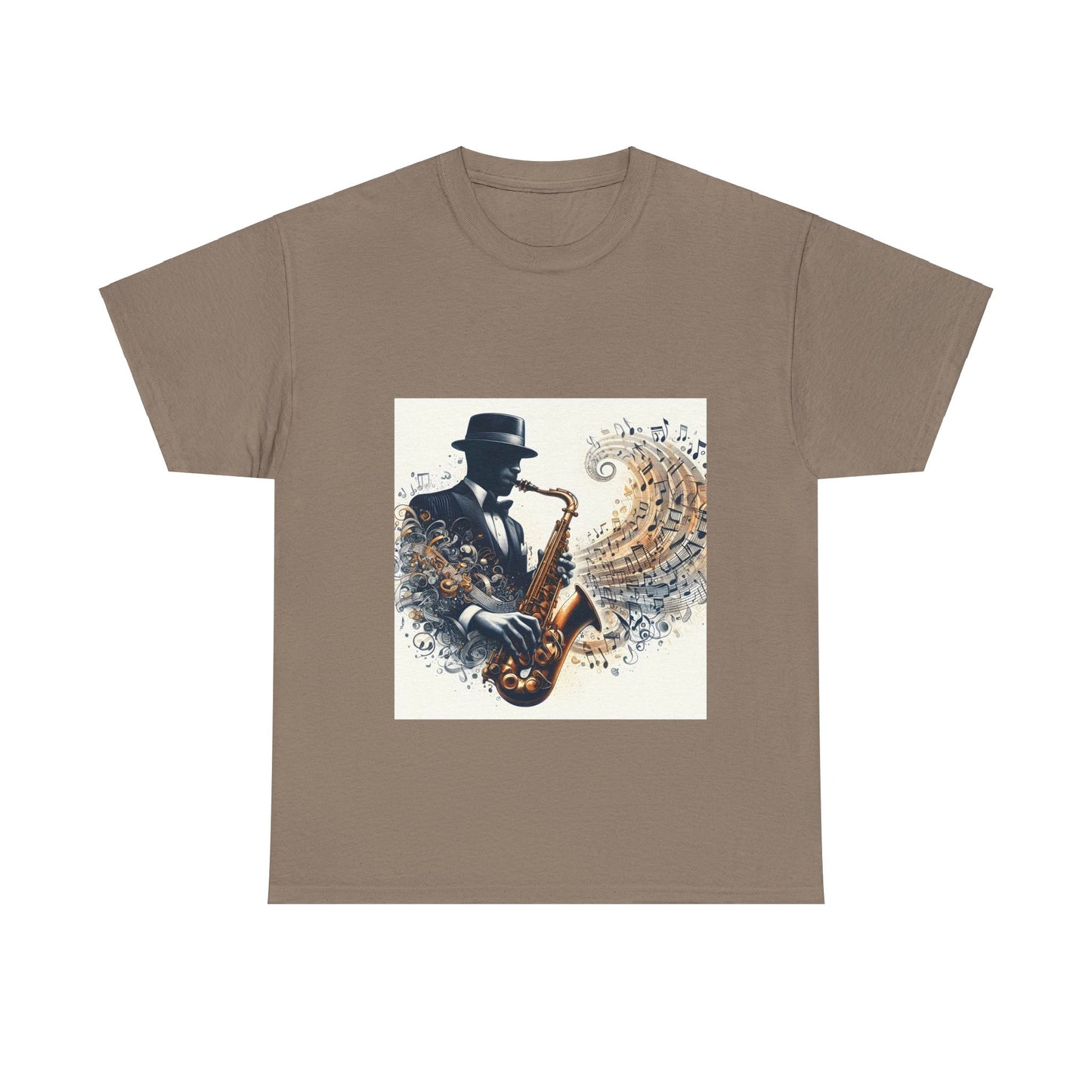 Musical Notes Saxophone-Unisex Heavy Cotton Tee