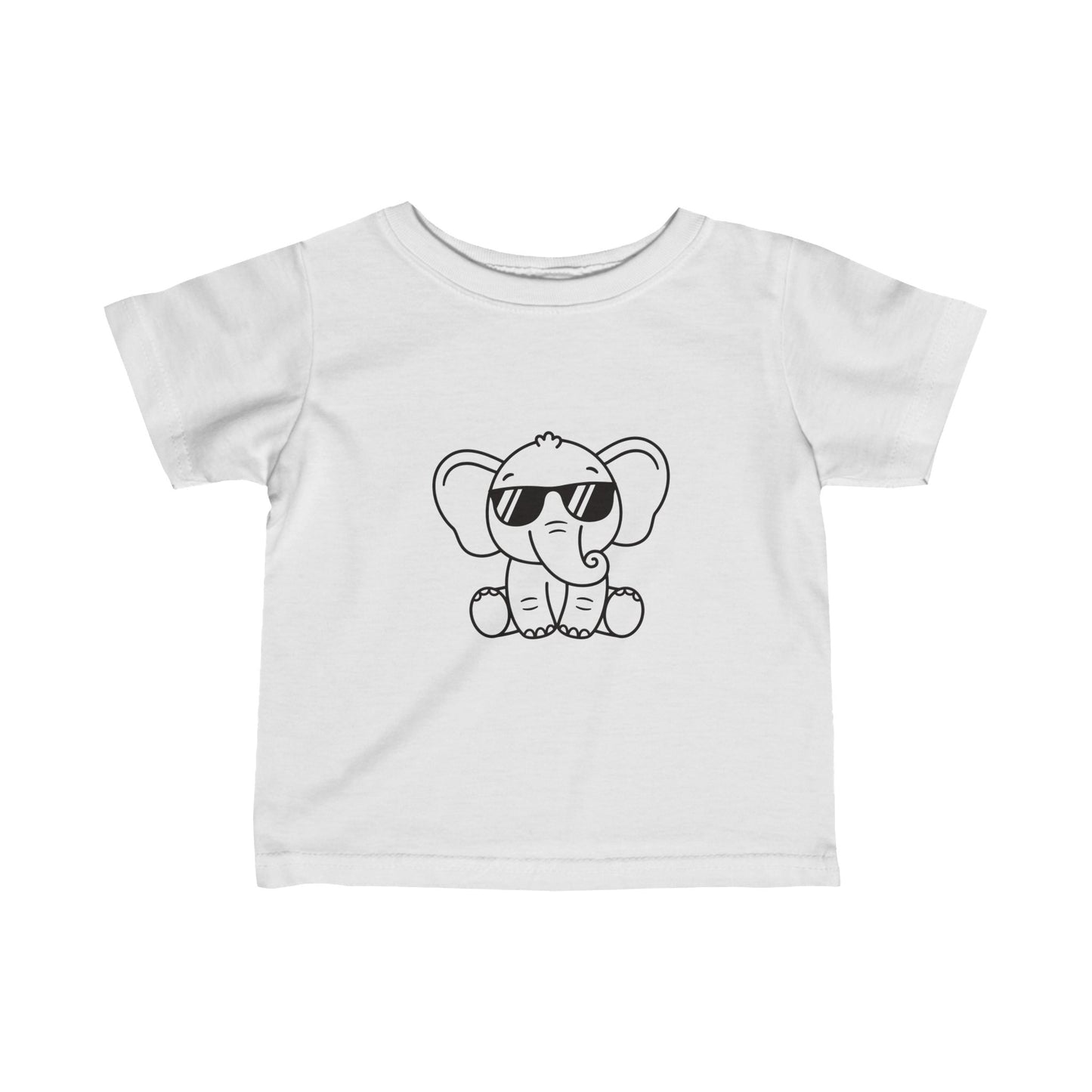 Elephant With Glasses- Infant Fine Jersey Tee (6M-24M)