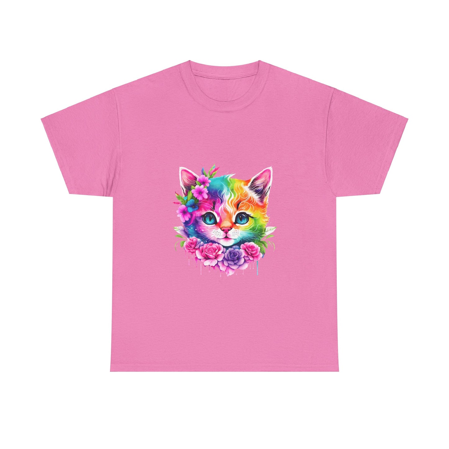 Colorful Cat with Blue Eyes-Unisex Heavy Cotton Tee