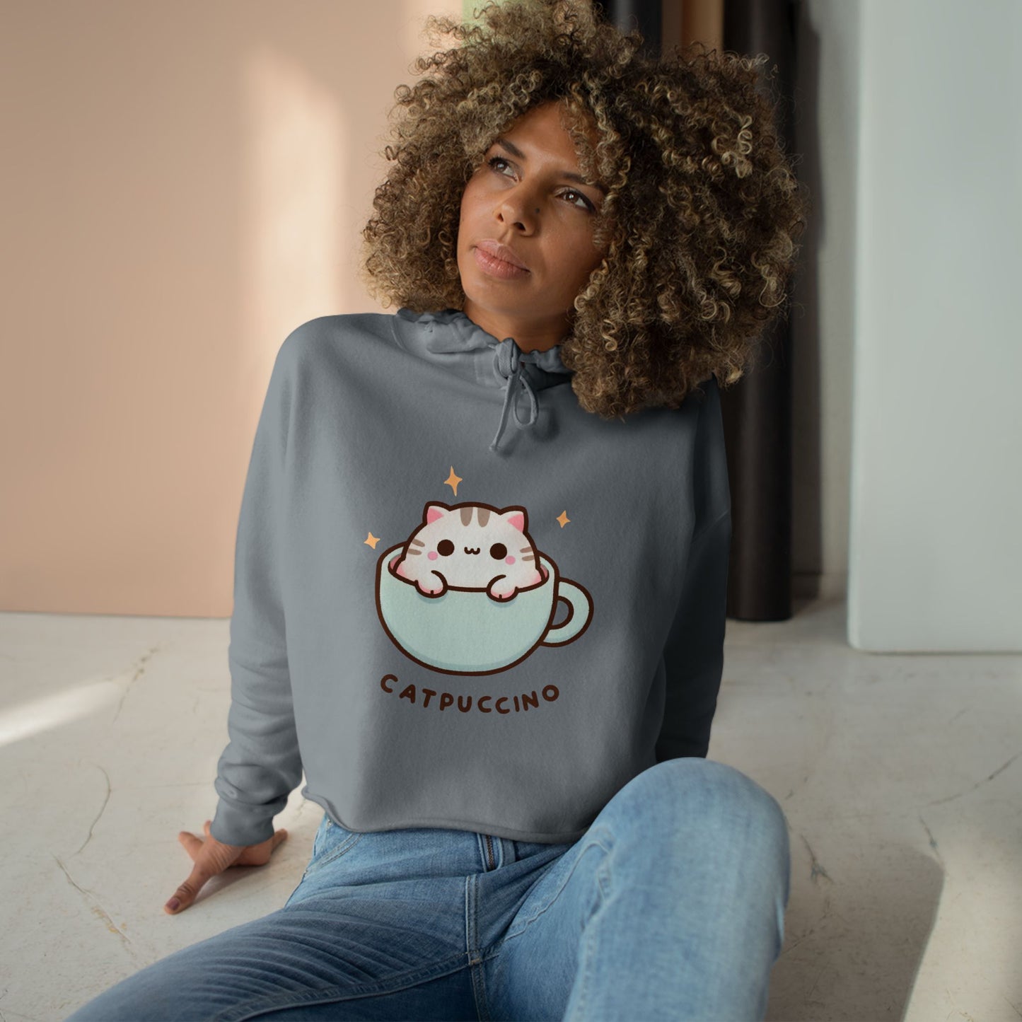 Catpuccino-Crop Hoodie