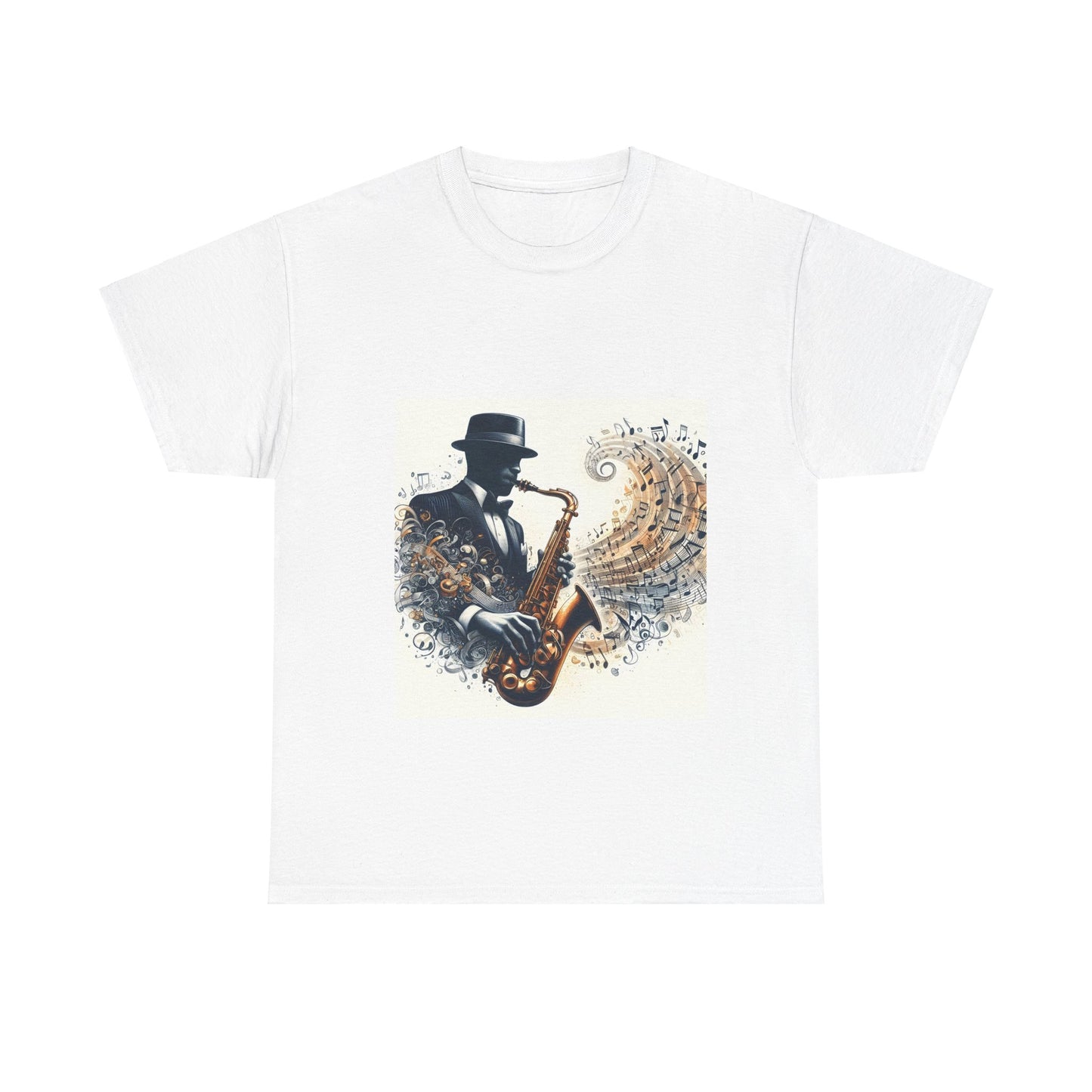 Musical Notes Saxophone-Unisex Heavy Cotton Tee