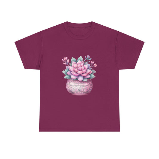 Pink Suculent-Unisex Heavy Cotton Tee